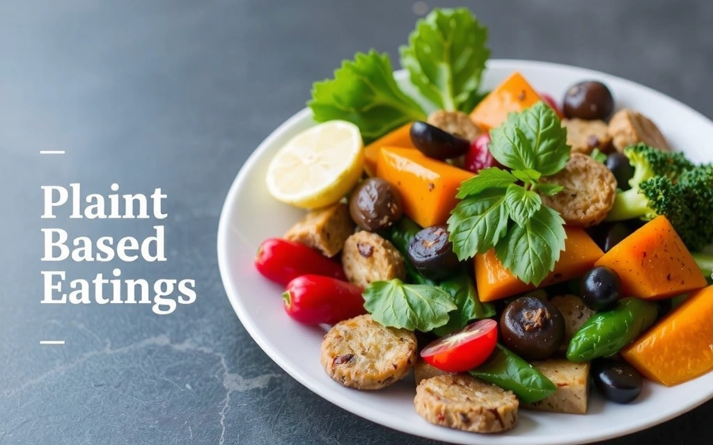 Ein Teller mit pflanzlicher Mahlzeit, um den Trend der pflanzlichen Ernährung darzustellen.